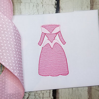princess gown machine embroidery design